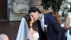 Gianluca Scamacca e Flaminia Appolloni si sono sposati, le prime foto dopo il matrimonio con Gasperini e i romanisti