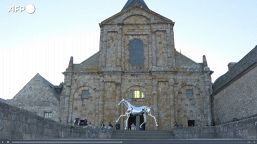 Parigi 2024, il cavallo Zeus "atterra" a Mont Saint-Michel