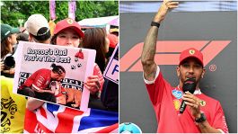 Singapore, Hamilton dal palco di Marina Bay: "Vedo tanti cartelli per Roscoe, grazie a tutti"