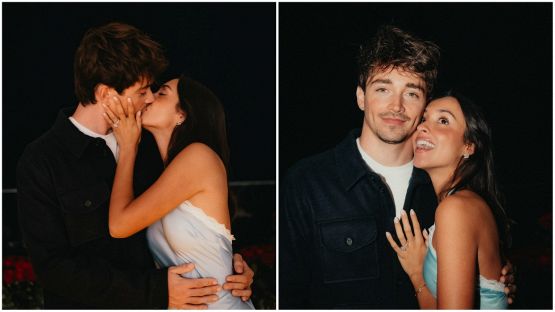Leclerc a nozze con Alexandra Saint Mleux: sul tappeto di rose rosso Ferrari Leo porta l'anello della proposta