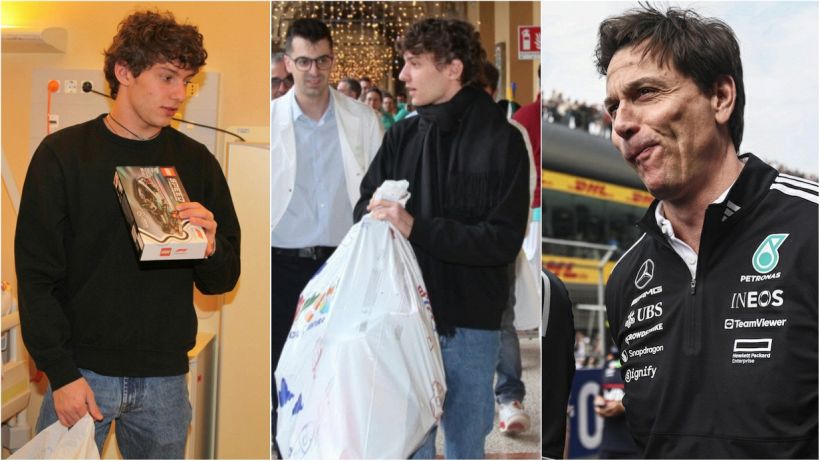 Antonelli Babbo Natale per i bambini dell'ospedale Rizzoli e Toto Wolff sbotta: "Su Mercedes chiacchiere da bar"
