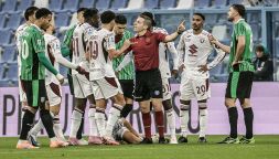 Sassuolo-Torino, moviola: Calzavara flop al debutto in A, svista sul rigore, mancano due rossi
