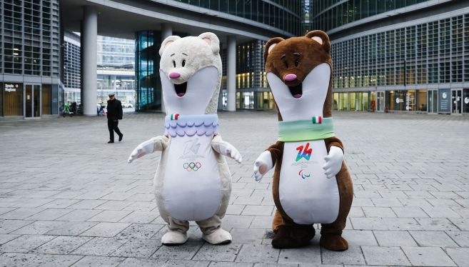 Attilio Fontana Welcomes The Mascots Tina And Milo Of The XXV Olympic And Paralympic Winter Games Milano Cortina 2026 In Milan