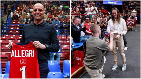 Allegri, sei intenditore di basket? Canotta Olimpia Milano per Max e al Forum c'è una proposta di nozze