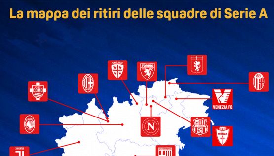 Ritiri squadre Serie A, la mappa; calendario amichevoli estive di Juve, Milan, Inter, Napoli e le altre