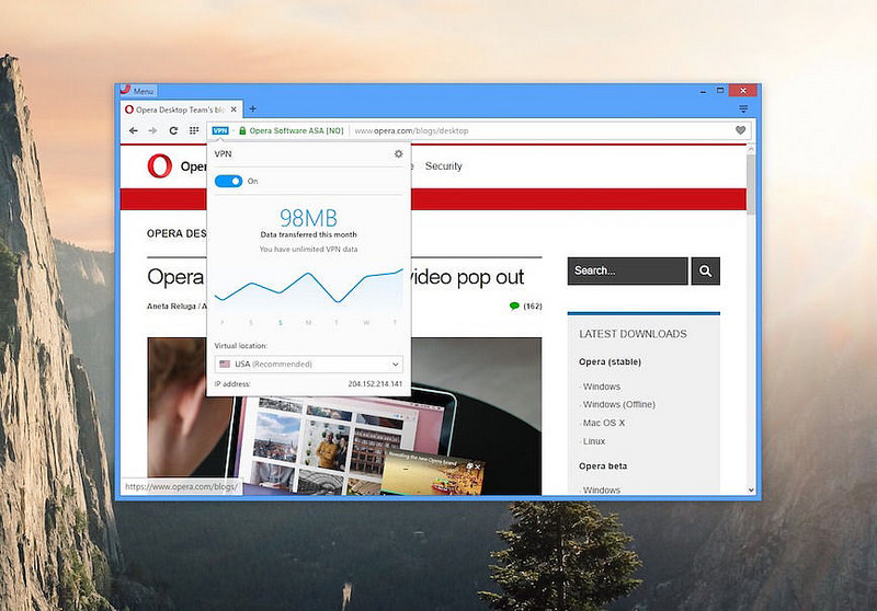 Navigare anonimo sul web, il browser Opera vi regala una VPN
