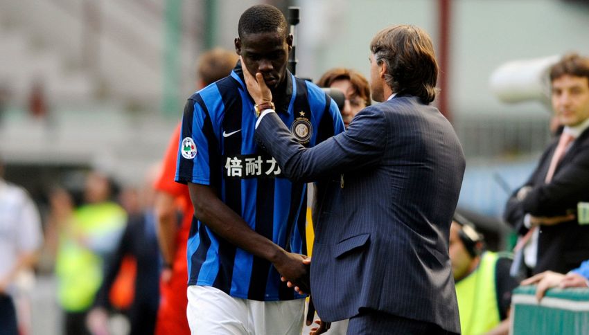 Mario Balotelli e Roberto Mancini, ai tempi dell'Inter. Foto: Getty Images.