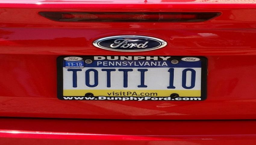 Negli USA le targhe delle auto dedicate a Francesco Totti