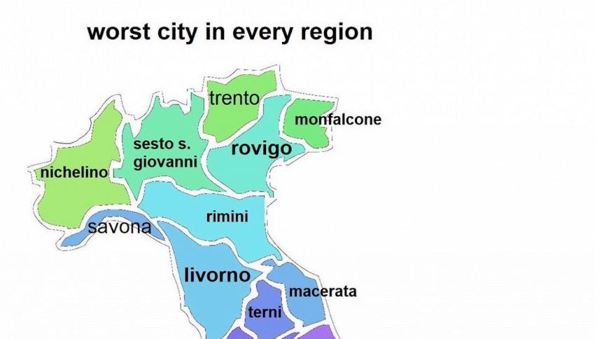 La città peggiore di ogni regione d'Italia: la mappa è virale