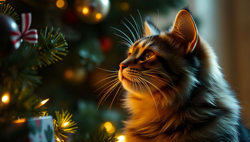 Come allontanare il gatto dall'albero di Natale? Basta usare questo profumo