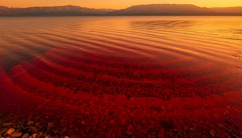 Il mare biblico diventa rosso sangue scatenando timori apocalittici. Le piaghe di Dio sono tornate. Dove é accaduto