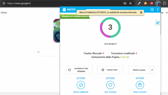 disattivare Ghostery