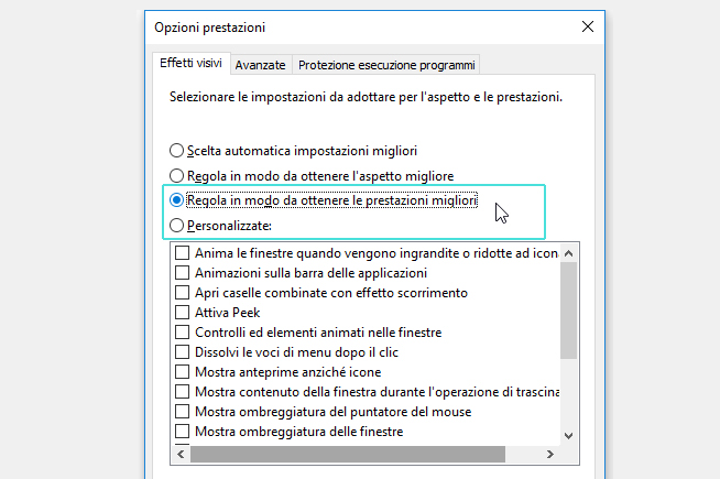 Bloccare gli effetti speciali
