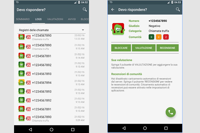 Calls Blacklist e Dovrei Rispondere?: due applicazione Android per bloccare le chiamate dei call center