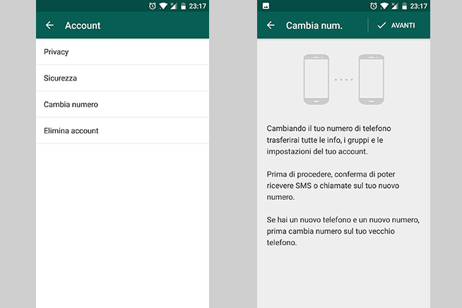 Come cambiare numero di telefono su WhatsApp