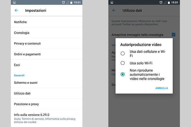 Come disattivare la riproduzione automatica dei video di Twitter su Android