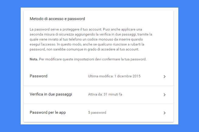 Controllate l’ultimo cambio di password dell’account