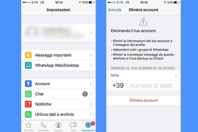 Come disattivare l’account WhatsApp su iPhone