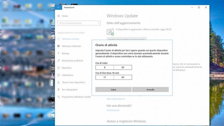 Come evitare il riavvio di Windows 10 mentre stiamo lavorando