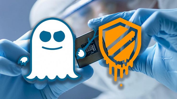 Loghi di Spectre e Meltdown su un processore