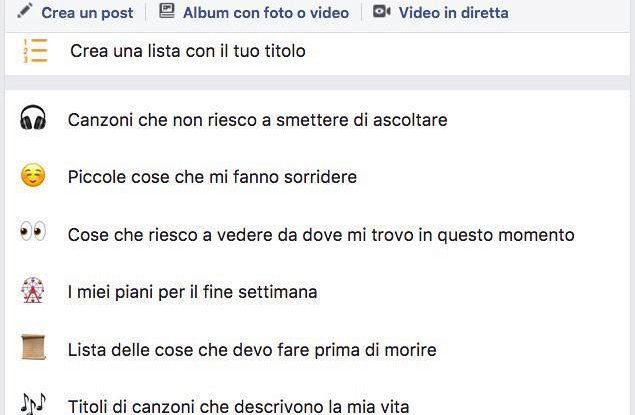 Su Facebook si possono stilare le liste