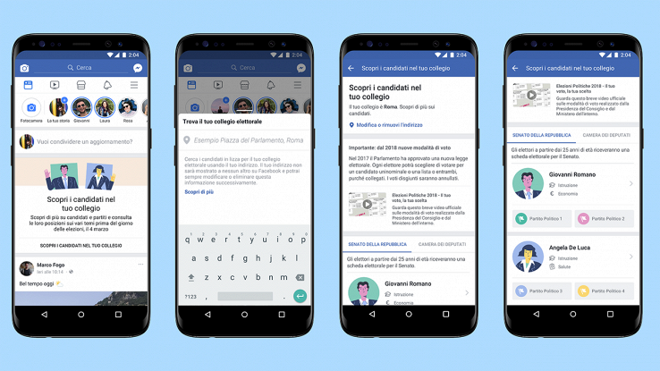 Facebook Candidati su smartphone