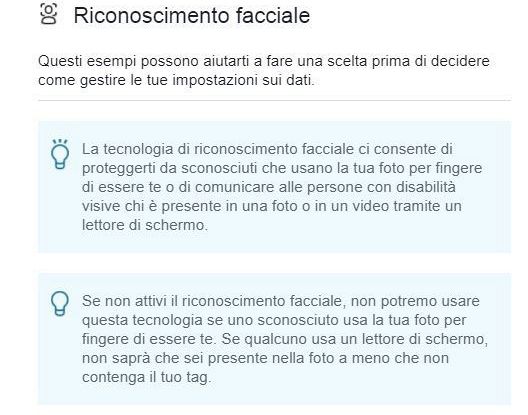 Facebook: avvisi su riconoscimento viso