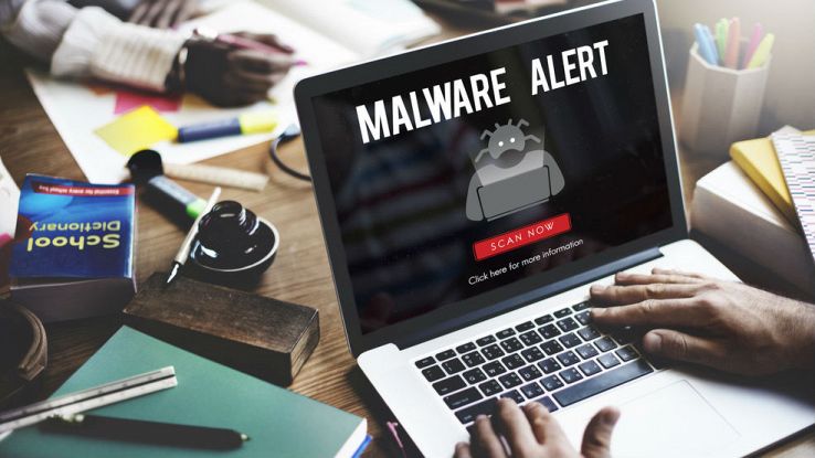 Un utente visualizza sullo schermo del proprio PC la scritta malware alert