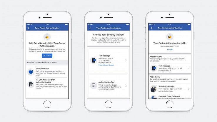 Fb cambia l'autenticazione a due fattori