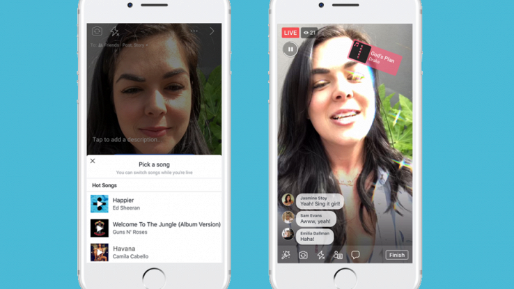 due smartphone con una schermata sulla funzione Lip Sync di Facebook