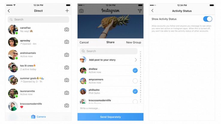 Instagram dice se amici sono online