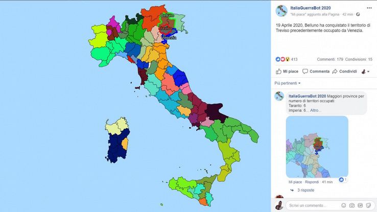 ItaliaGuerraBot 2020: cos’è e come funziona il nuovo gioco su Facebook