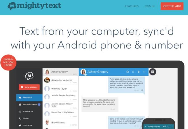 MightyText Homepage