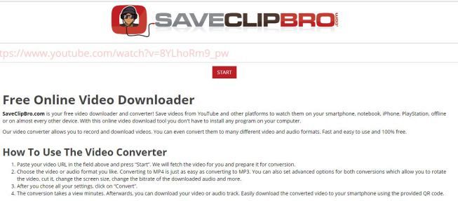 Saveclipbro homepage