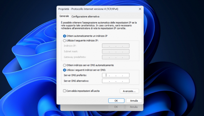 Cambiare DNS Windows 11
