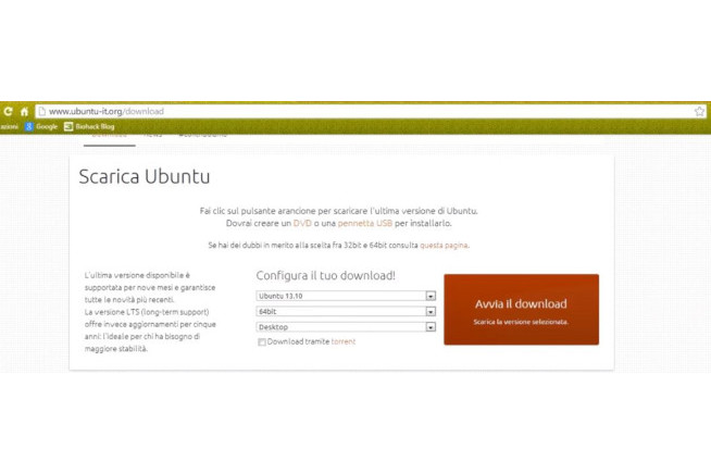 Schermata download Ubuntu