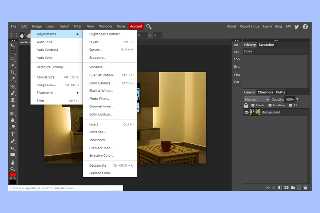 Come modificare foto online con Photopea