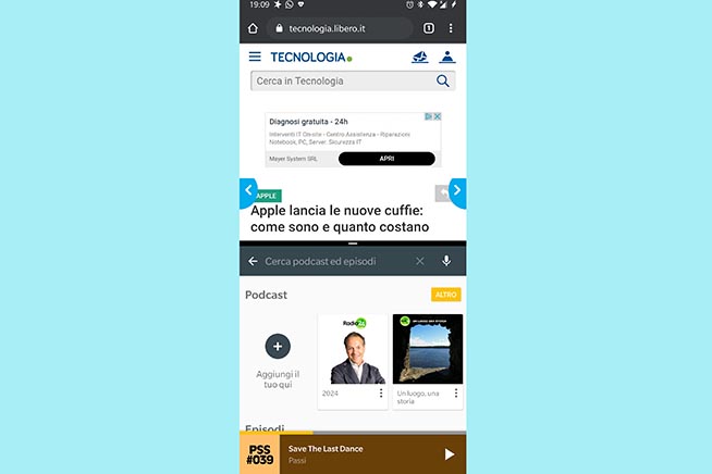 Utilizzare due app contemporaneamente