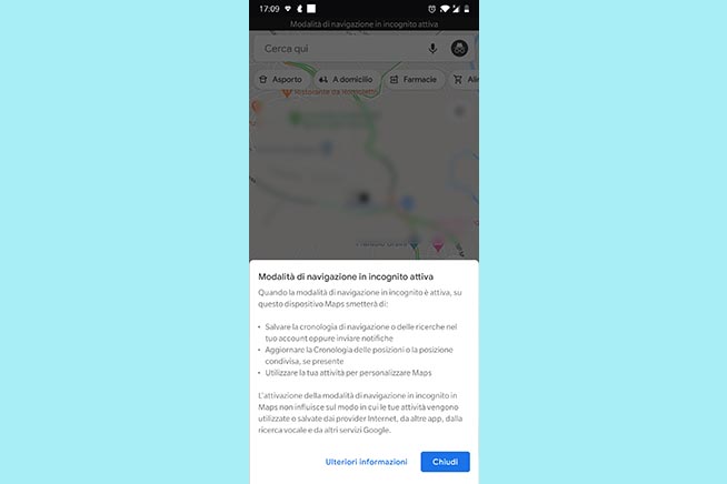 Usare Google Maps in modalità incognito