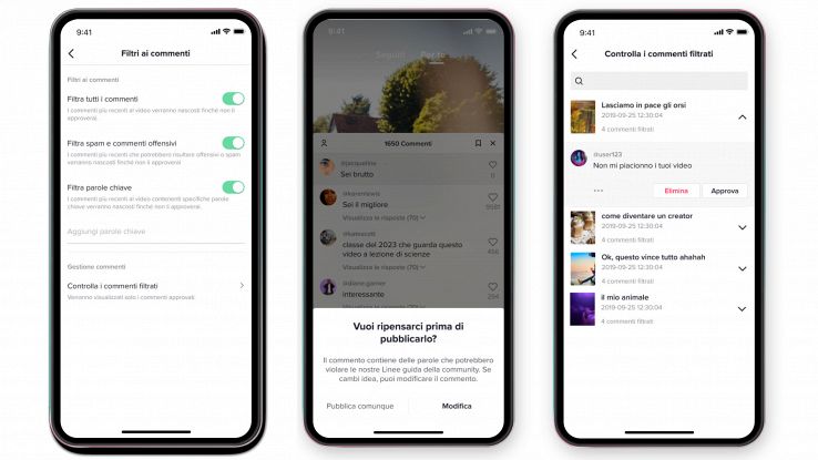 tiktok moderazione commenti