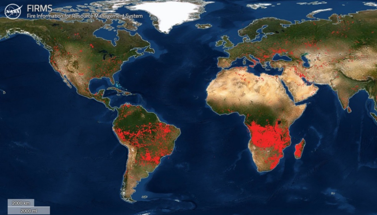 La Terra sta bruciando: dalla Nasa la mappa degli incendi