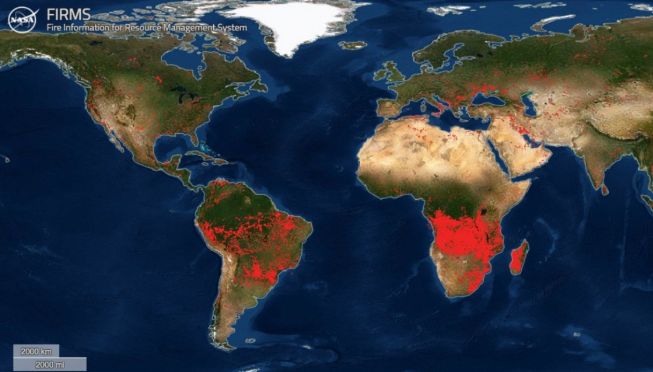 La Terra sta bruciando: dalla Nasa la mappa degli incendi