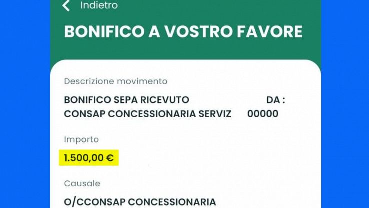 bonifico Cashback