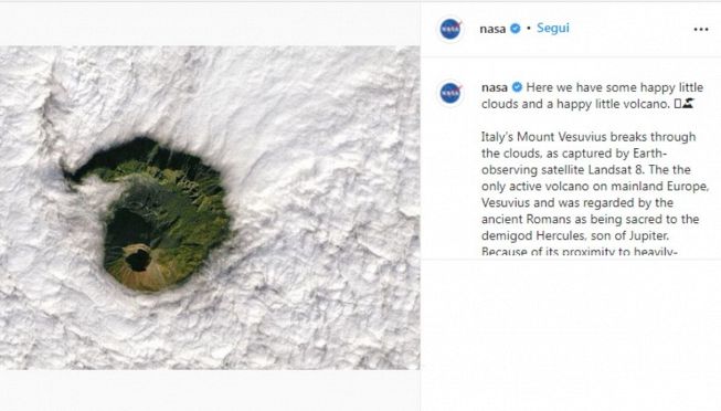 La splendida foto del Vesuvio scattata dalla NASA