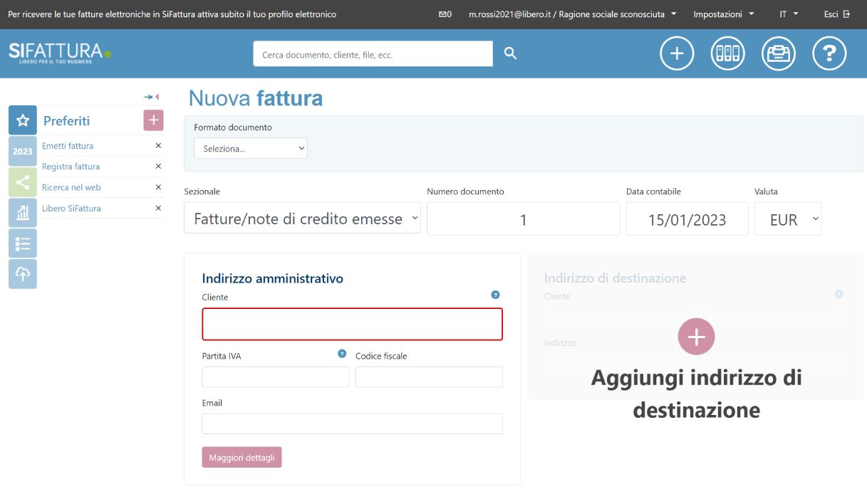 esempio fattura libero sifattura