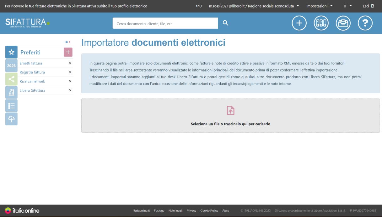 ricevere fatture elettroniche libero sifattura