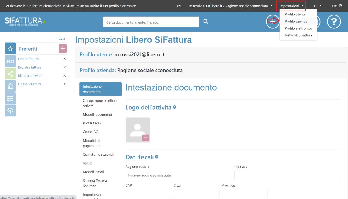 profilo azienda libero sifattura