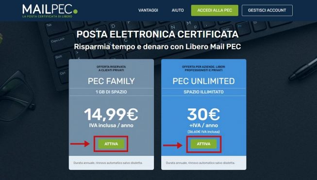 attivare Libero Mail PEC