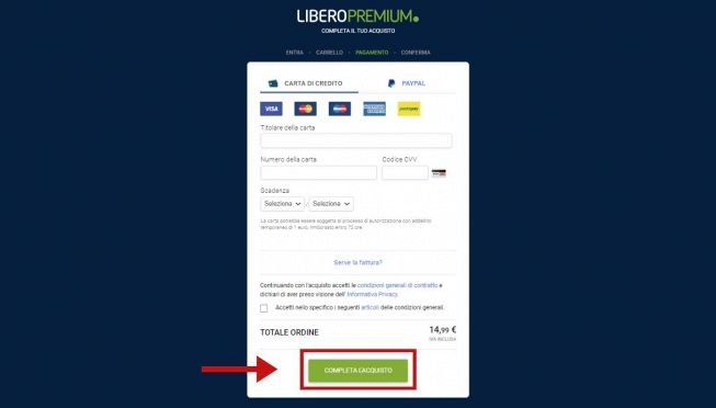 Completa Acquisto Libero Mail PEC