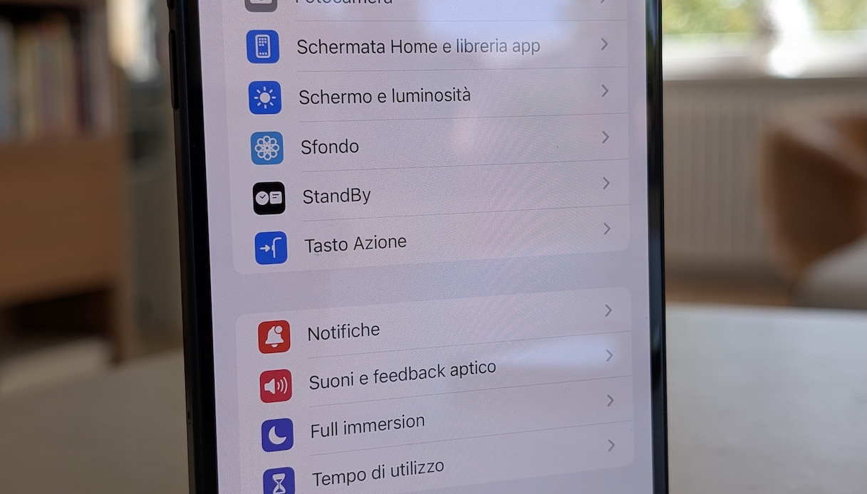 Il menu di gestione di iPhone 16 Plus